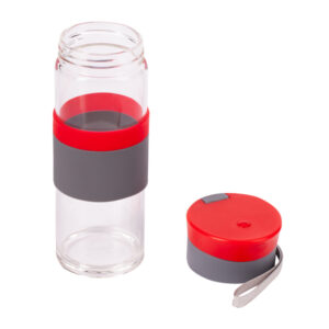 Szklana butelka Top Form 440 ml, czerwony - obrazek 3